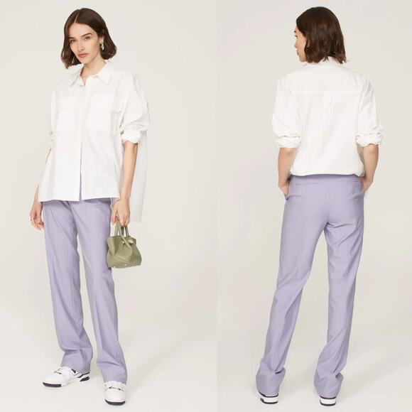 Another Tomorrow Lilac Purple Merino Wool Straight Leg Classic Trouser Pants 10 - Picture 12 of 12